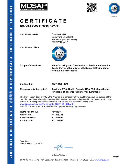 ISO 13485:2016 MDSAP Certificate